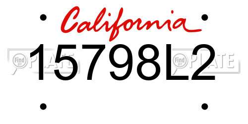 15798L2 California License Plate