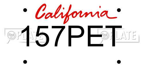 157PET California License Plate
