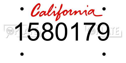 1580179 California License Plate