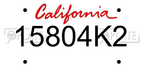 15804K2 California License Plate