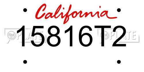 15816T2 California License Plate
