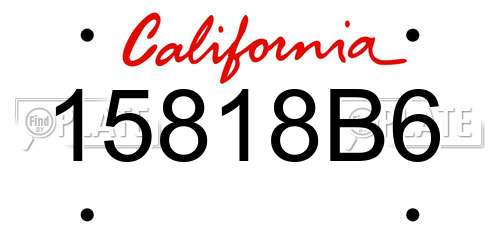 15818B6 California License Plate