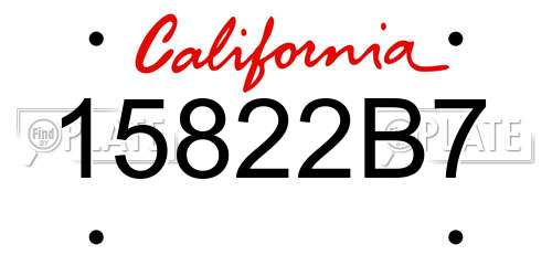 15822B7 California License Plate