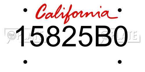 15825B0 California License Plate
