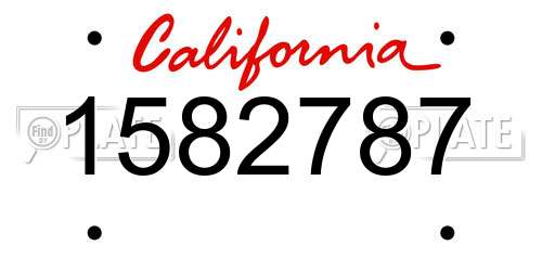 1582787 California License Plate