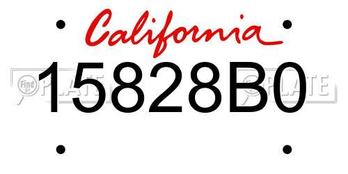 15828B0 California License Plate
