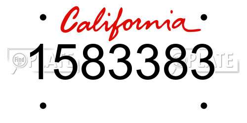 1583383 California License Plate