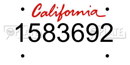 1583692 California License Plate