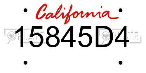 15845D4 California License Plate