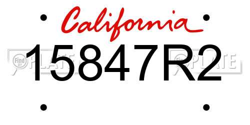 15847R2 California License Plate