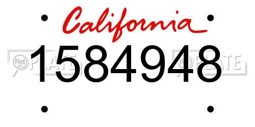 1584948 California License Plate