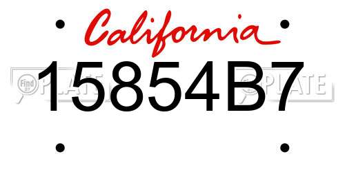 15854B7 California License Plate