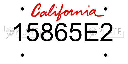 15865E2 California License Plate
