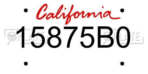 15875B0 California License Plate