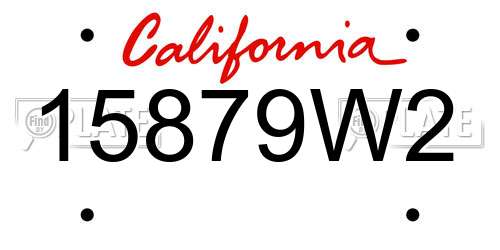 15879W2 California License Plate