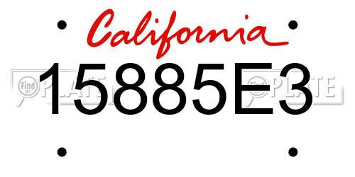 15885E3 California License Plate