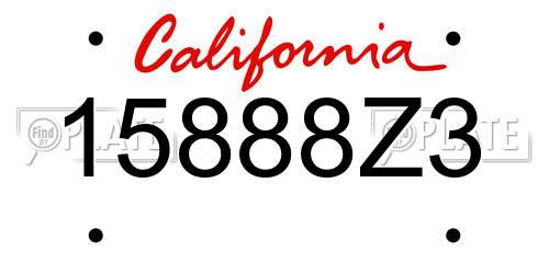 15888Z3 California License Plate