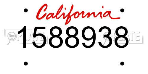 1588938 California License Plate