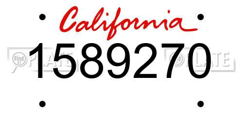 1589270 California License Plate