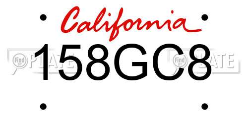 158GC8 California License Plate