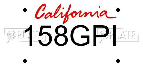 158GPI California License Plate