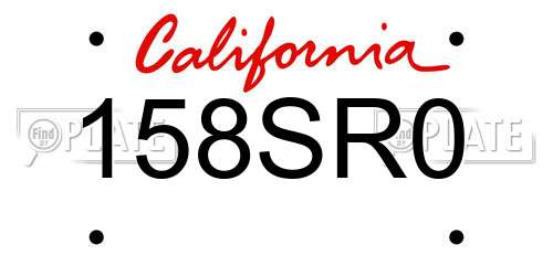 158SR0 California License Plate