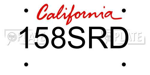 158SRD California License Plate