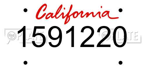 1591220 California License Plate