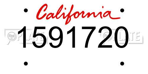 1591720 California License Plate