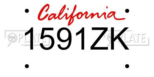 1591ZK California License Plate