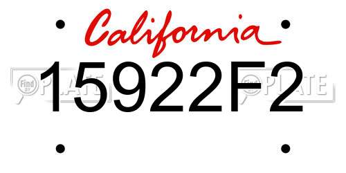 15922F2 California License Plate