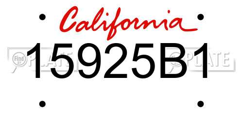 15925B1 California License Plate