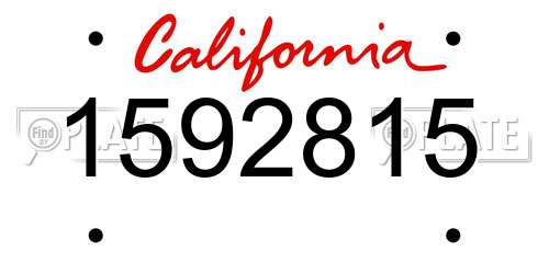 1592815 California License Plate