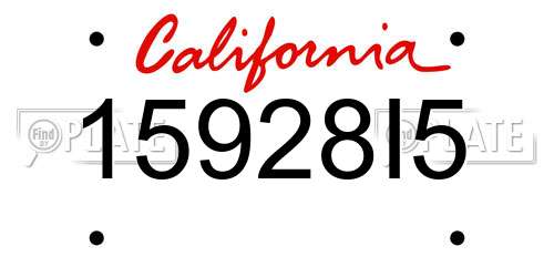 15928I5 California License Plate