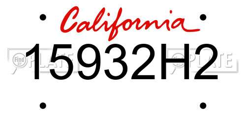 15932H2 California License Plate