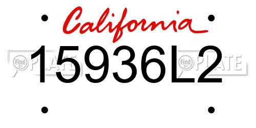15936L2 California License Plate