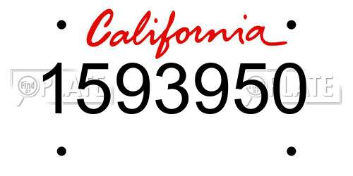 1593950 California License Plate