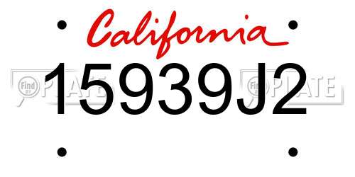 15939J2 California License Plate