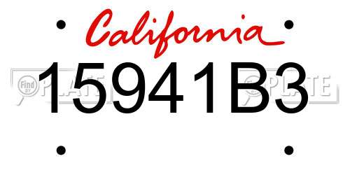 15941B3 California License Plate