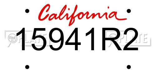 15941R2 California License Plate