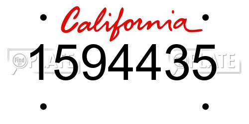 1594435 California License Plate