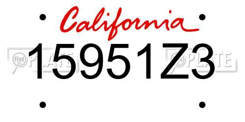 15951Z3 California License Plate