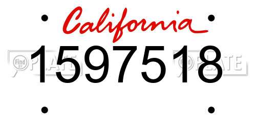 1597518 California License Plate