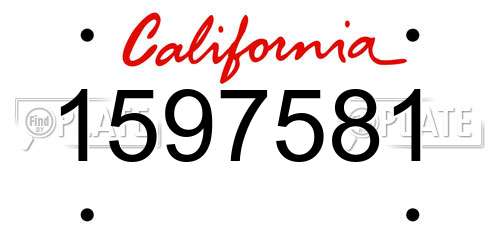1597581 California License Plate