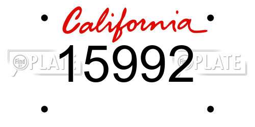 15992 California License Plate