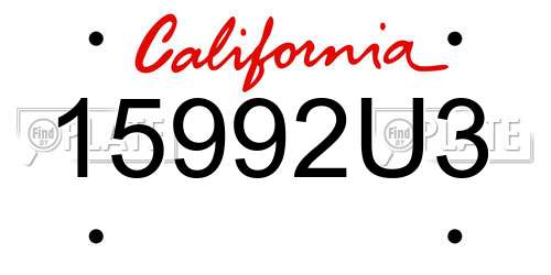 15992U3 California License Plate
