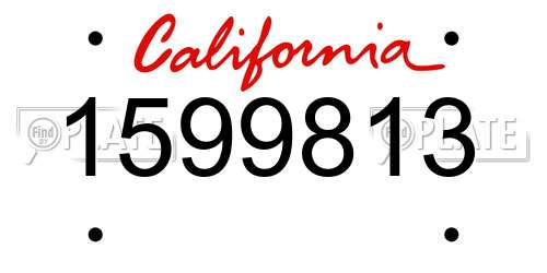 1599813 California License Plate