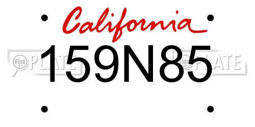 159N85 California License Plate