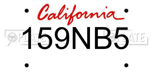159NB5 California License Plate