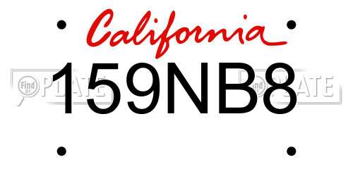 159NB8 California License Plate